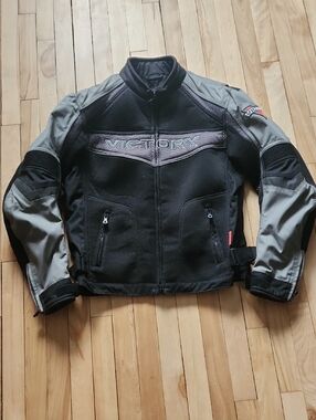 Victory Men's Black and Gray Performance Motorcycle Jacket